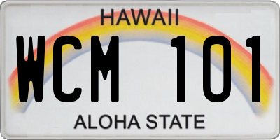 HI license plate WCM101