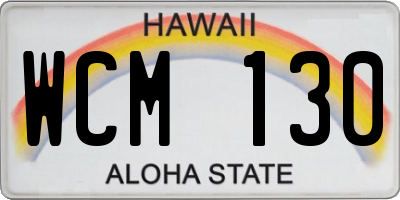 HI license plate WCM130