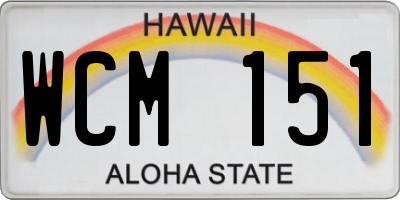 HI license plate WCM151