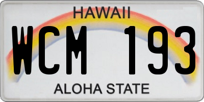 HI license plate WCM193