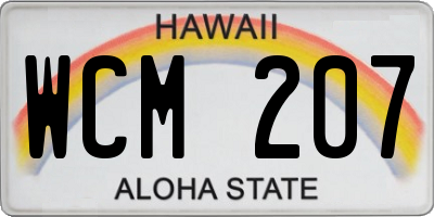 HI license plate WCM207