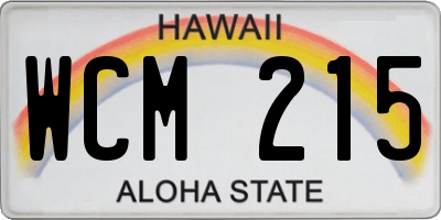 HI license plate WCM215