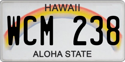 HI license plate WCM238
