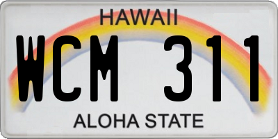 HI license plate WCM311