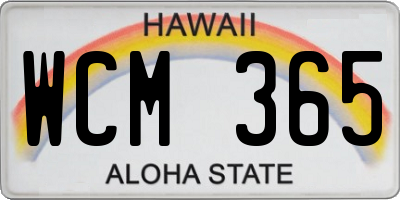 HI license plate WCM365