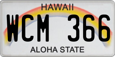 HI license plate WCM366