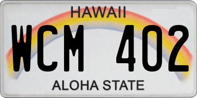 HI license plate WCM402