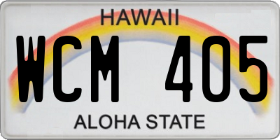 HI license plate WCM405