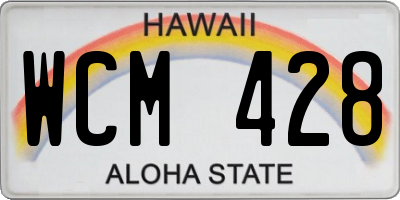 HI license plate WCM428