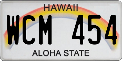 HI license plate WCM454