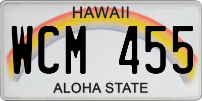 HI license plate WCM455