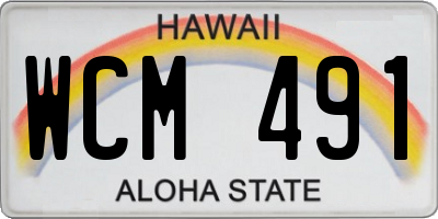 HI license plate WCM491
