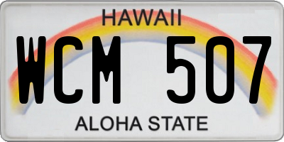 HI license plate WCM507