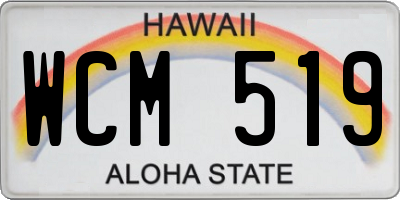 HI license plate WCM519