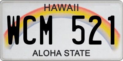 HI license plate WCM521