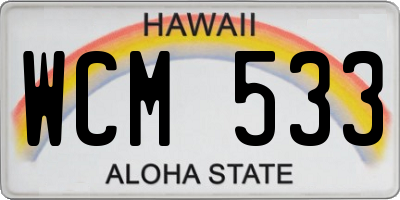 HI license plate WCM533