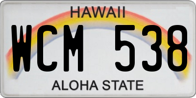HI license plate WCM538