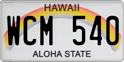 HI license plate WCM540