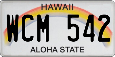 HI license plate WCM542