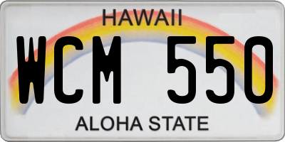 HI license plate WCM550
