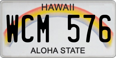 HI license plate WCM576