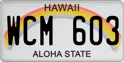 HI license plate WCM603