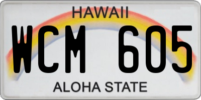 HI license plate WCM605