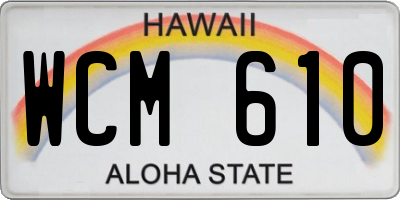 HI license plate WCM610