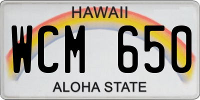 HI license plate WCM650