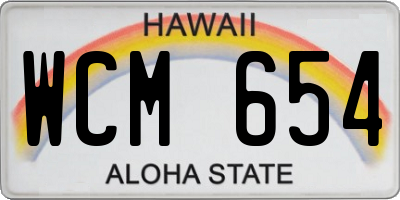 HI license plate WCM654