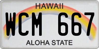 HI license plate WCM667