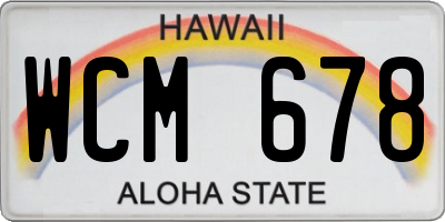 HI license plate WCM678