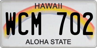 HI license plate WCM702