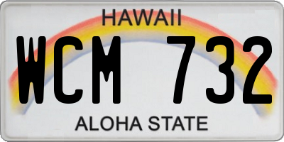 HI license plate WCM732