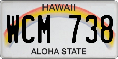 HI license plate WCM738