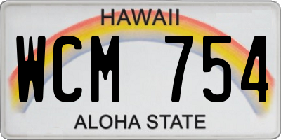 HI license plate WCM754