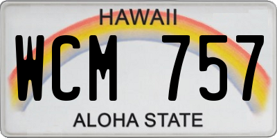 HI license plate WCM757