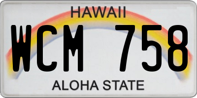 HI license plate WCM758