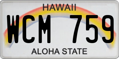 HI license plate WCM759