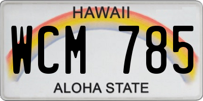 HI license plate WCM785