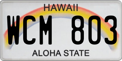 HI license plate WCM803