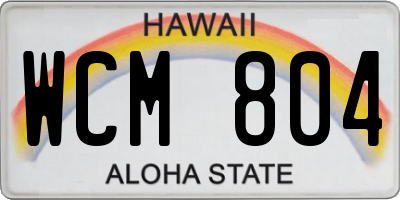 HI license plate WCM804