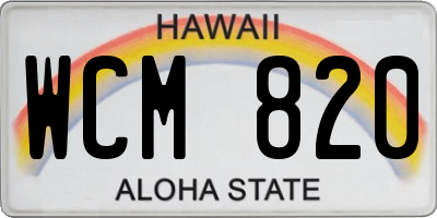 HI license plate WCM820