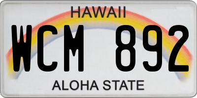 HI license plate WCM892