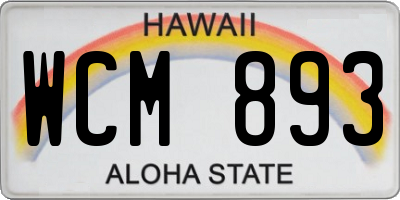 HI license plate WCM893
