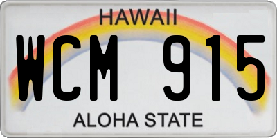 HI license plate WCM915