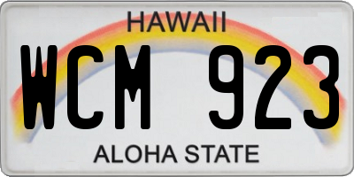 HI license plate WCM923
