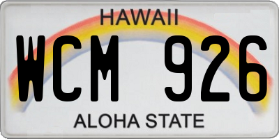 HI license plate WCM926