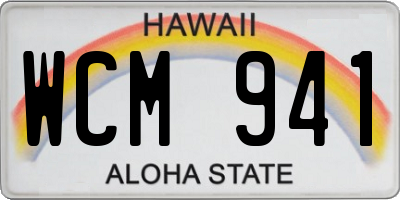 HI license plate WCM941