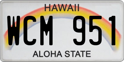 HI license plate WCM951
